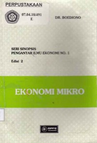 Seri sinopsis Pengantar ilmu ekonomi No. 1  Ekonomi Mikro